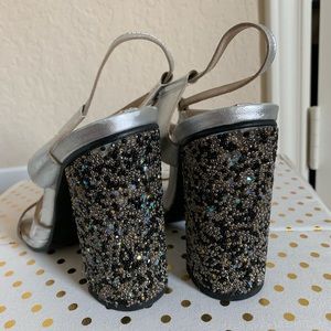 Zara sequin block heels
